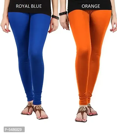 Buy Stylish Cotton Lycra Blend Solid Leggings For Women (Royal Blue,  Orange) Online In India At Discounted Prices