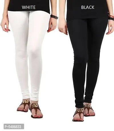 Buy Stylish Cotton Lycra Blend Solid Leggings For Women (White, Black)  Online In India At Discounted Prices