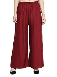 Stunning Maroon Solid Pure Heavy Super Soft 14 Kg Rayon Palazzo For Women-thumb2