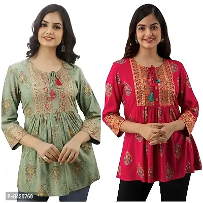 Classic Rayon Embroidered Tops for Womens