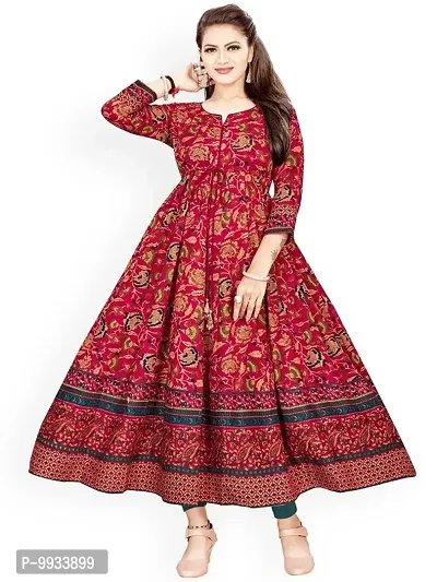 Maroon Rayon Printed Ethnic Gowns For Women