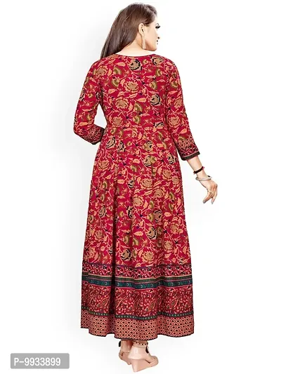 Maroon Rayon Printed Ethnic Gowns For Women-thumb4