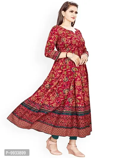 Maroon Rayon Printed Ethnic Gowns For Women-thumb2
