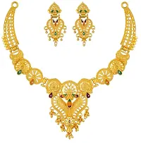 Stylish Golden Brass American Diamond Jewellery Set For Women-thumb2