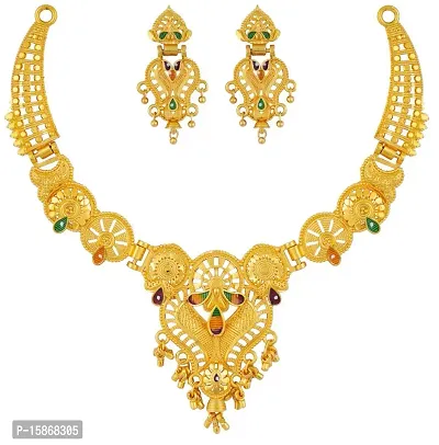 Stylish Golden Brass American Diamond Jewellery Set For Women-thumb3