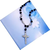 Mahakaal Jewels? Catholic Jewelry Religious 9mm Black Bead Jesus Cross Crucifix Rosary Prayer Bead Mala Necklace Christian Trendy Religious Jewellery for Men/Women-thumb3