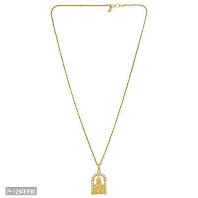 Mahakaal Jewels? Gold Plated Brass CZ Studded Shirdi Sai Baba/????? ???? ???? Sainath Sabka Malik Ek Religious Chain Pendant Locket Necklace Temple Religious Jewelry for Men/Women-thumb2