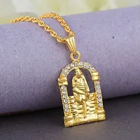 Mahakaal Jewels? Gold Plated Brass CZ Studded Shirdi Sai Baba/????? ???? ???? Sainath Sabka Malik Ek Religious Chain Pendant Locket Necklace Temple Religious Jewelry for Men/Women-thumb2