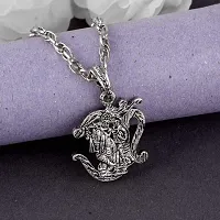 Mahakaal Jewels? Silver Plated Antique Look Om/? Aum Ohm 3D Radha Krishna Hindu God Chain Pendant Locket Necklace Temple Jewellery for Men/Women-thumb2