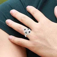 MAHAKAAL JEWELS? Silver Plated Embellished with Cubic Zirconia CZs Tortoise Turtle Shape Kachua Shape Finger Ring Good Luck and Prosperity Jewelry Gift for Women Girls-thumb3