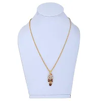 MAHAKAAL JEWELS? Gold Plated CZ Lord Shiv Om/Aum/? One Sided Damru Rudraksha Mala Pendant Locket Shiva Symbol Necklace Religious Jewellery for Men/Women-thumb3