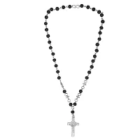 Mahakaal Jewels? Catholic Jewelry Religious 9mm Black Bead Jesus Cross Crucifix Rosary Prayer Bead Mala Necklace Christian Trendy Religious Jewellery for Men/Women-thumb2