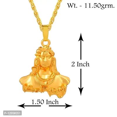 Mahakaal Jewels? Gold Plated Brass Adiyogi Dhyana Mudra Shiva/Mahadev/Mahakal/??????? Pendant Locket Necklace Temple Jewellery For Men and Women-thumb3