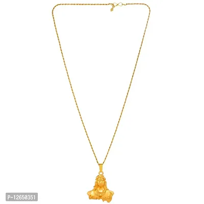 Mahakaal Jewels? Gold Plated Brass Adiyogi Dhyana Mudra Shiva/Mahadev/Mahakal/??????? Pendant Locket Necklace Temple Jewellery For Men and Women-thumb2