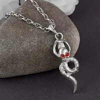 Mahakaal Jewels? Silver Plated Red CZ Eye Skull Head and Snake Funky Rapper Hip Hop Jewelry Neck Chain Pendant Locket Necklace Fashion Jewellery for Men/Women-thumb2