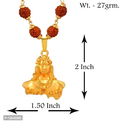 Mahakaal Jewels? Gold Plated Brass Adiyogi Dhyana Mudra Shiva/Mahadev/Mahakal/??????? Rudraksh Pendant Mala Locket Necklace Temple Jewellery For Men and Women-thumb2