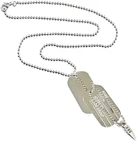 Mahakaal Jewels? Stainless Steel Silver Classic Stylish Military Army Theme Dog Tag Dual Name Address Engraved Sterling Chain Pendant Necklace Jewelry Accessories Men/Women-thumb1