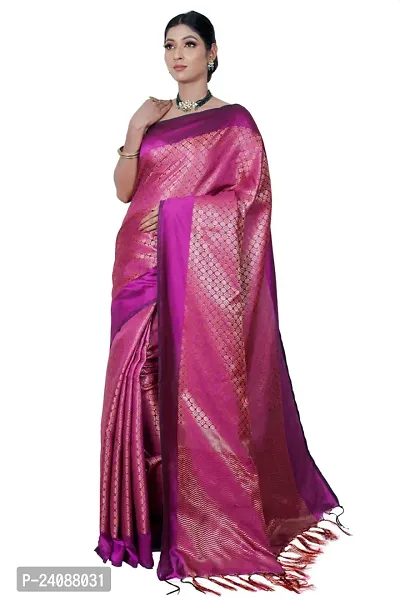 Stylish Banarasi Silk Woven Design Saree with Blouse piece For Women-thumb0