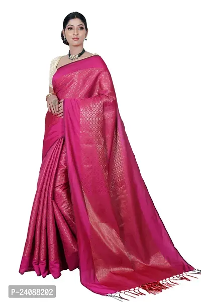 Stylish Banarasi Silk Woven Design Saree with Blouse piece For Women-thumb0