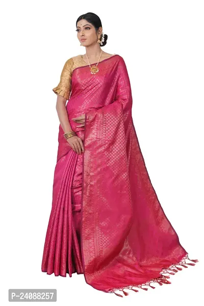 Stylish Banarasi Silk Woven Design Saree with Blouse piece For Women-thumb0