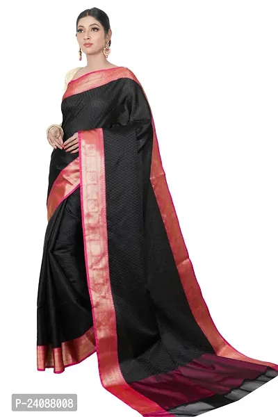 Stylish Banarasi Silk Woven Design Saree with Blouse piece For Women-thumb0