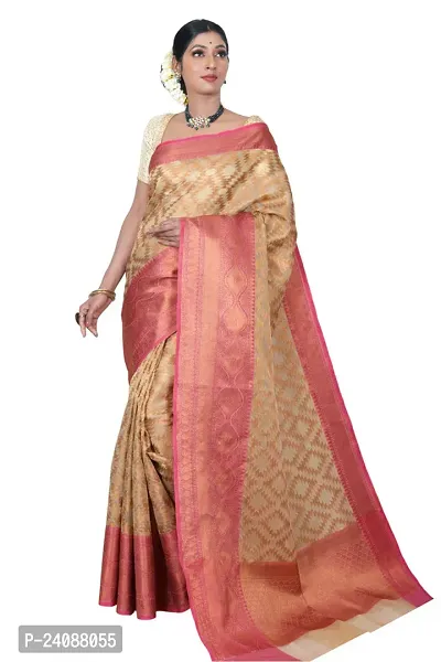 Stylish Banarasi Silk Woven Design Saree with Blouse piece For Women-thumb0