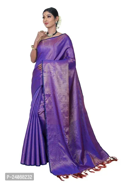 Stylish Banarasi Silk Woven Design Saree with Blouse piece For Women-thumb0