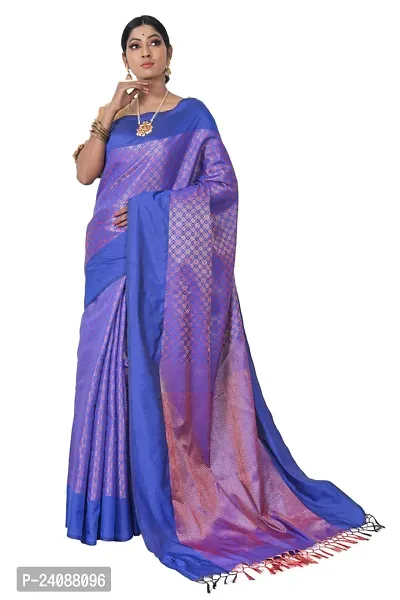 Stylish Banarasi Silk Woven Design Saree with Blouse piece For Women-thumb0