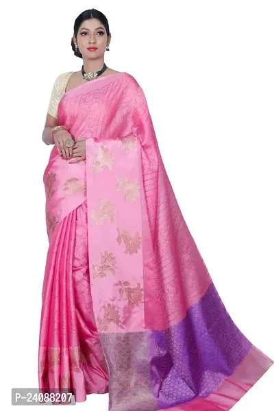 Stylish Banarasi Silk Woven Design Saree with Blouse piece For Women-thumb0