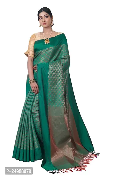 Stylish Banarasi Silk Woven Design Saree with Blouse piece For Women-thumb0