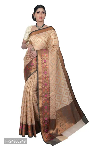 Stylish Banarasi Silk Woven Design Saree with Blouse piece For Women-thumb0