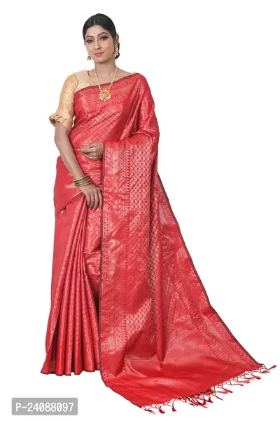 Stylish Banarasi Silk Woven Design Saree with Blouse piece For Women-thumb0