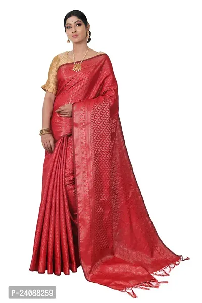 Stylish Banarasi Silk Woven Design Saree with Blouse piece For Women-thumb0