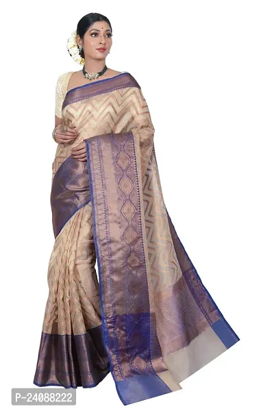 Stylish Banarasi Silk Woven Design Saree with Blouse piece For Women-thumb0