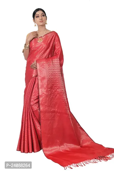 Stylish Banarasi Silk Woven Design Saree with Blouse piece For Women-thumb0