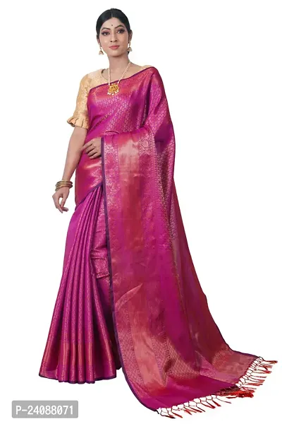 Stylish Banarasi Silk Woven Design Saree with Blouse piece For Women-thumb0