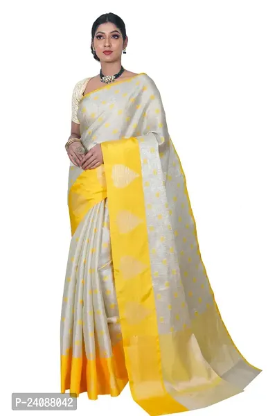 Stylish Banarasi Silk Woven Design Saree with Blouse piece For Women-thumb0