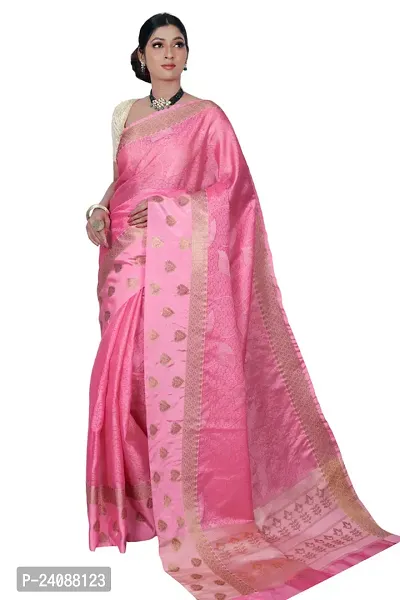 Stylish Banarasi Silk Woven Design Saree with Blouse piece For Women-thumb0