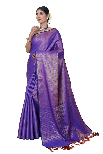 Stylish Art Silk Banarasi Woven Design Saree With Blouse Piece For Women