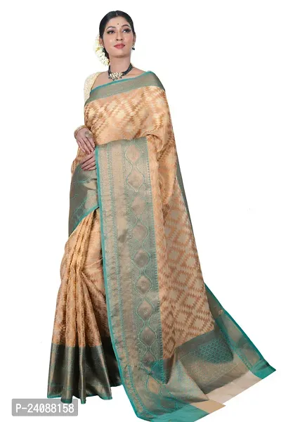 Stylish Banarasi Silk Woven Design Saree with Blouse piece For Women-thumb0