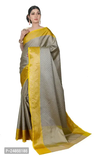 Stylish Banarasi Silk Woven Design Saree with Blouse piece For Women-thumb0