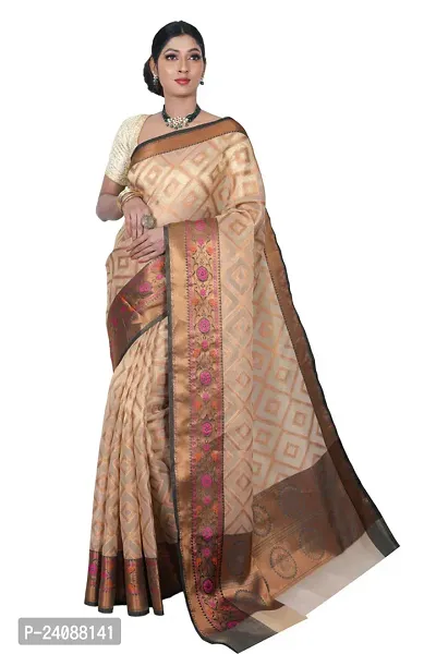 Stylish Banarasi Silk Woven Design Saree with Blouse piece For Women-thumb0