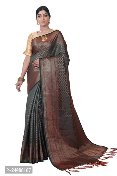 Stylish Banarasi Silk Woven Design Saree with Blouse piece For Women-thumb0