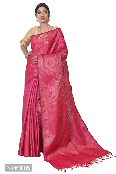 Stylish Banarasi Silk Woven Design Saree with Blouse piece For Women-thumb0