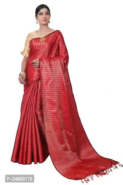 Stylish Banarasi Silk Woven Design Saree with Blouse piece For Women-thumb0