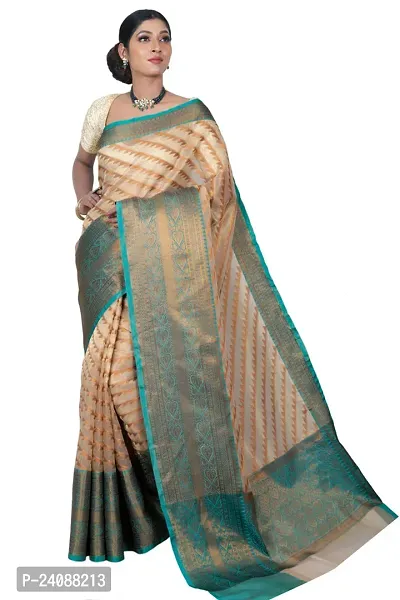 Stylish Banarasi Silk Woven Design Saree with Blouse piece For Women-thumb0