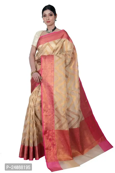 Stylish Banarasi Silk Woven Design Saree with Blouse piece For Women-thumb0