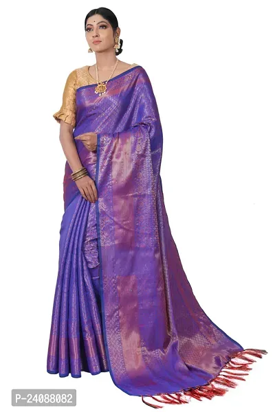 Stylish Banarasi Silk Woven Design Saree with Blouse piece For Women-thumb0