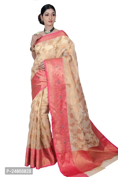 Stylish Banarasi Silk Woven Design Saree with Blouse piece For Women-thumb0