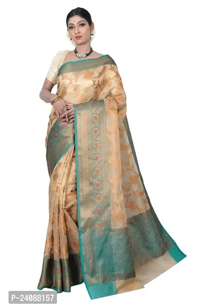 Stylish Banarasi Silk Woven Design Saree with Blouse piece For Women-thumb0